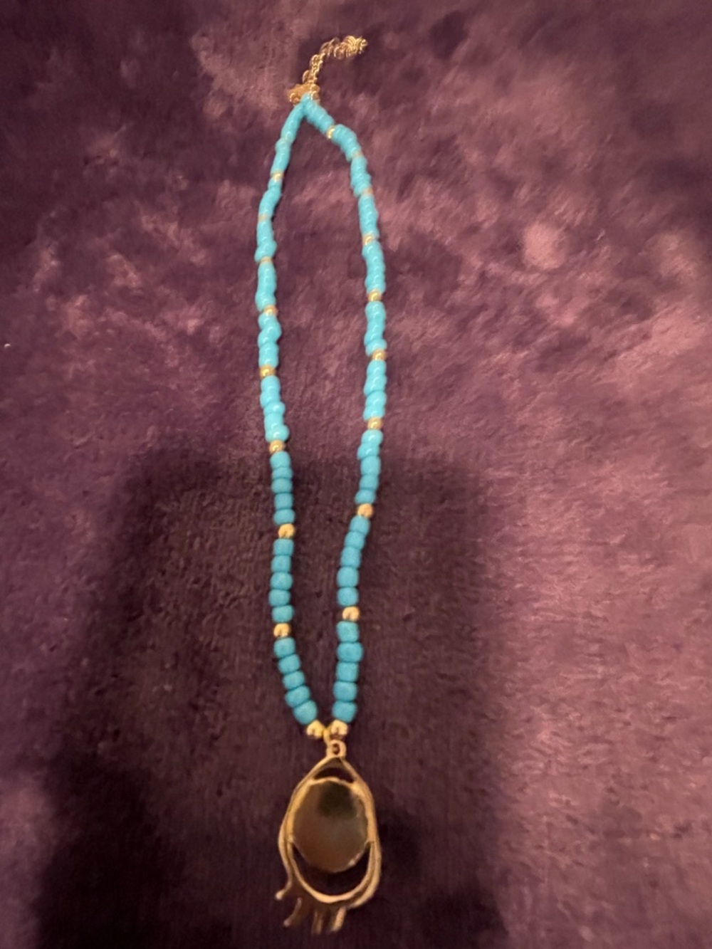 Temu Women’s 3 Fun Boho Layering Turquoise Beaded Necklaces with Gold Charms - Picture 3 of 7